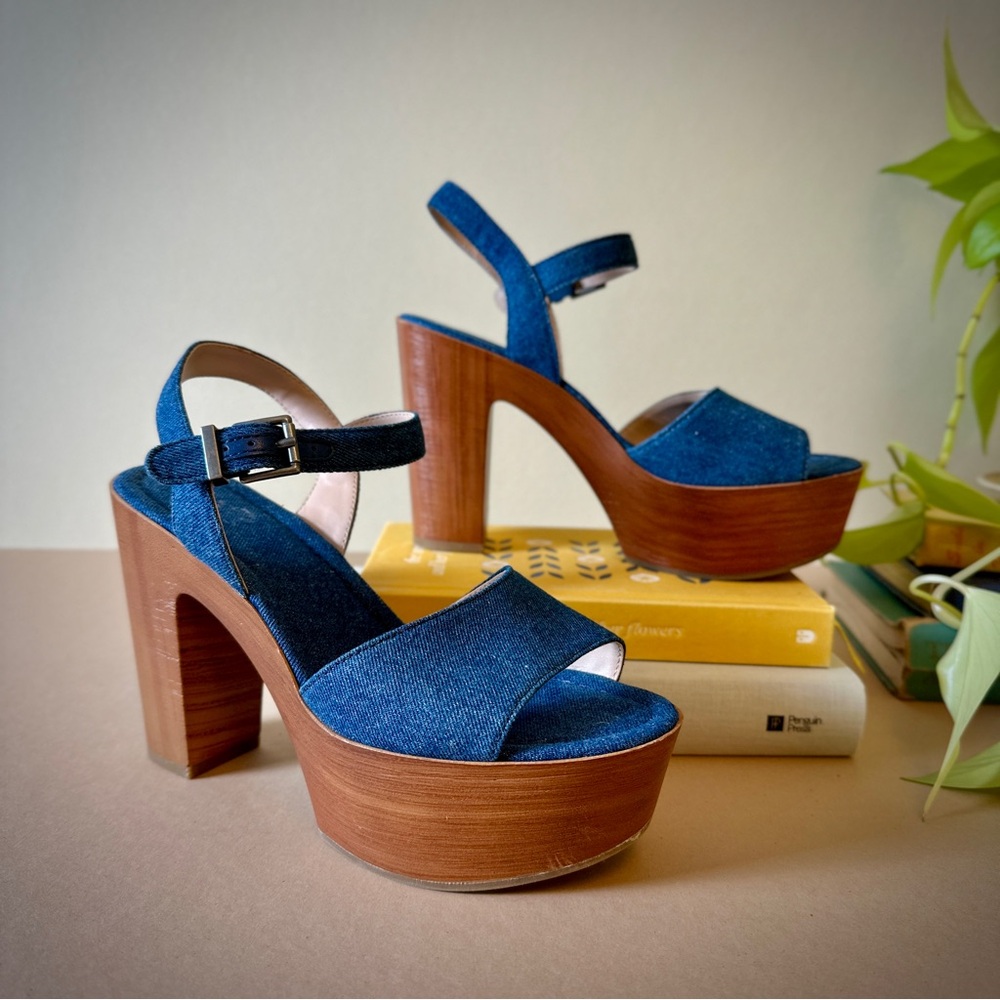 Blue Denim Platform Sandals